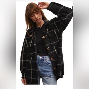 Z Supply Plaid Tucker Shirt Jacket in Washed Black